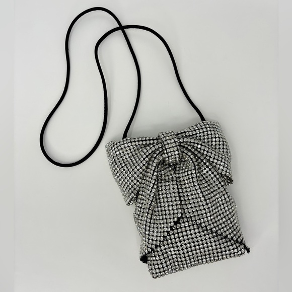 Loeffler Randall Violet Rhinestone Bow Mini Crossbody, Black & Silver - Picture 7 of 11